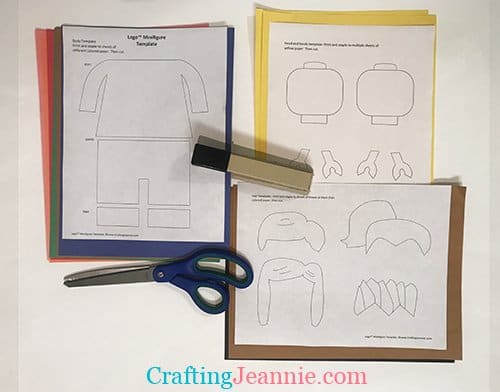 Paper lego minifigure craft free template