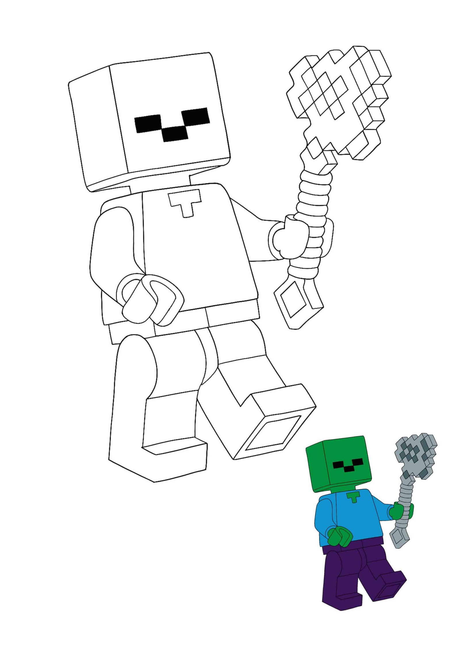 Minecraft lego zombie coloring pages