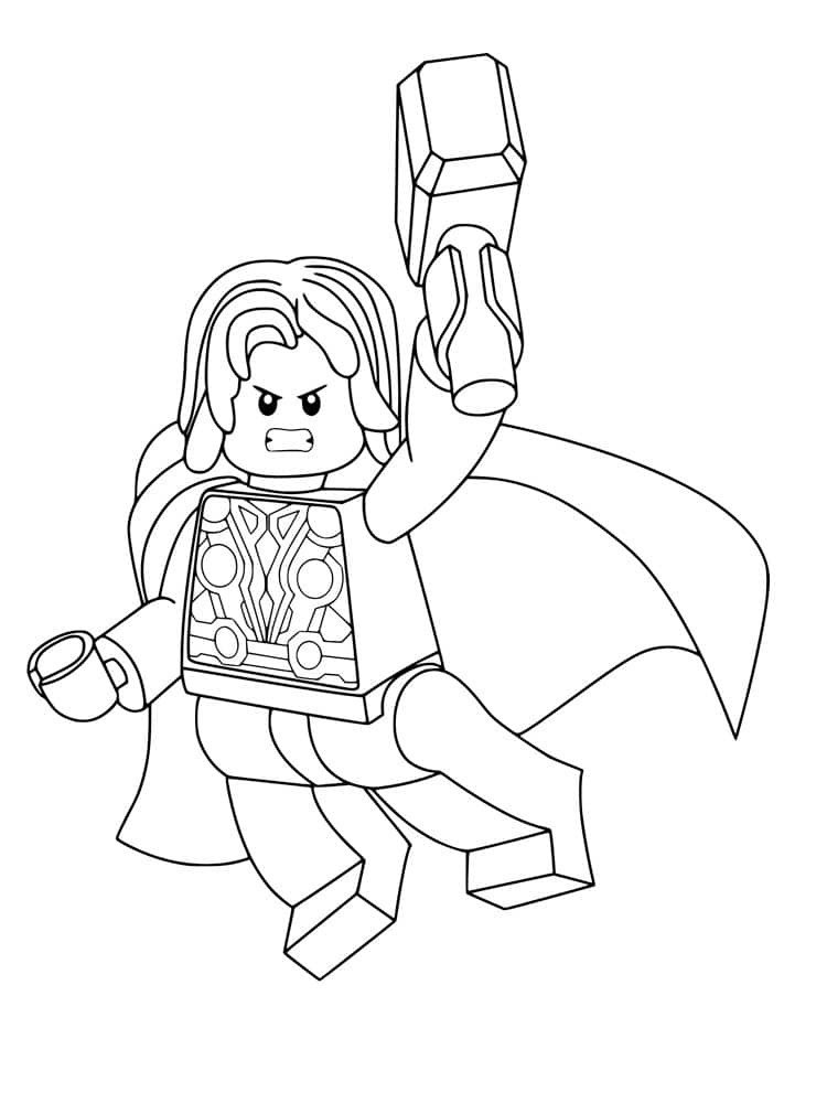 Drawing of a lego man fighting coloring page