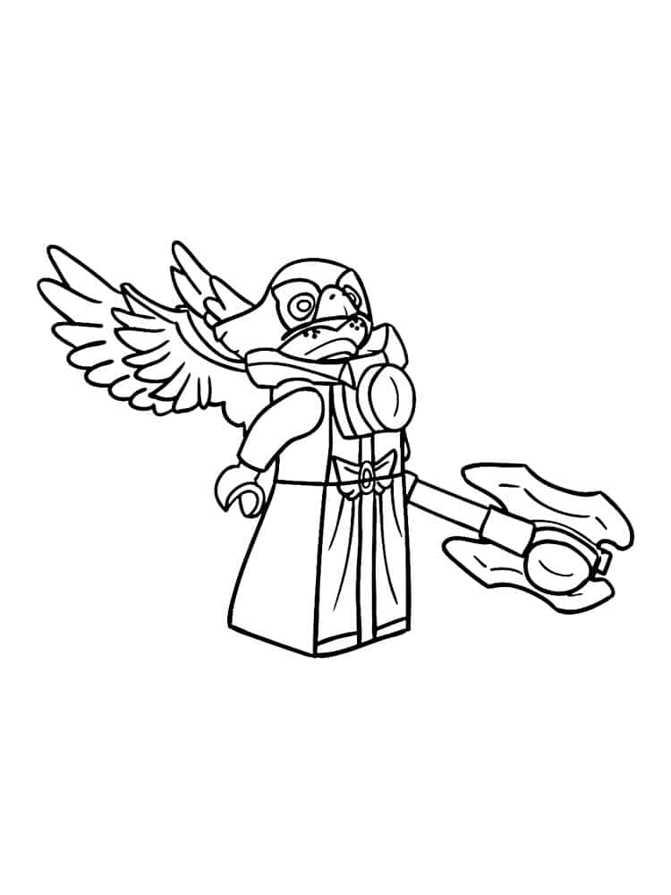 Lego man in a bird costume coloring page