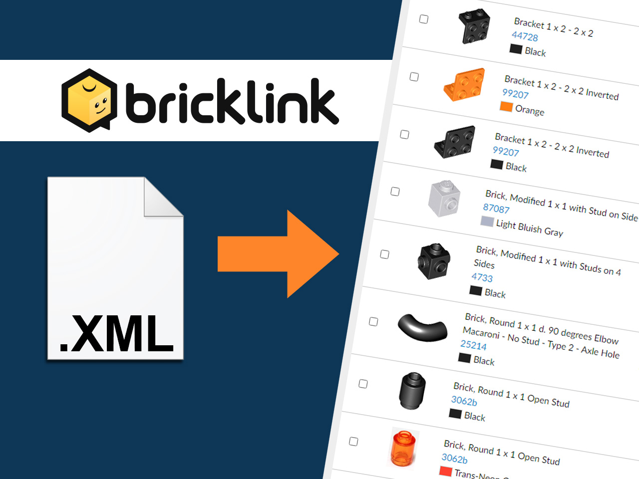 Buy lego parts list at bricklink wanted list from xml file