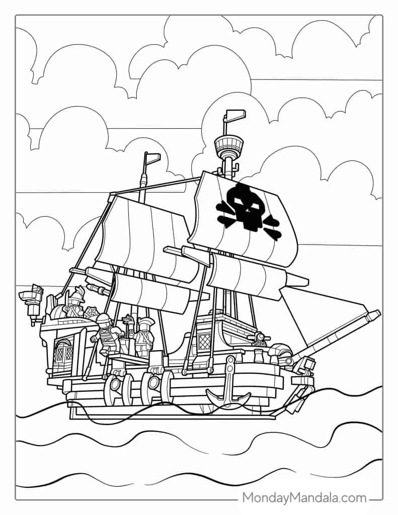 Pirate ship coloring pages free pdf printables