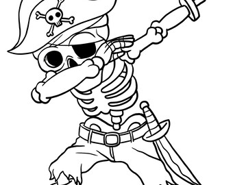 Printable dabbing skeleton pirate halloween dab digital download dab dance halloween coloring page