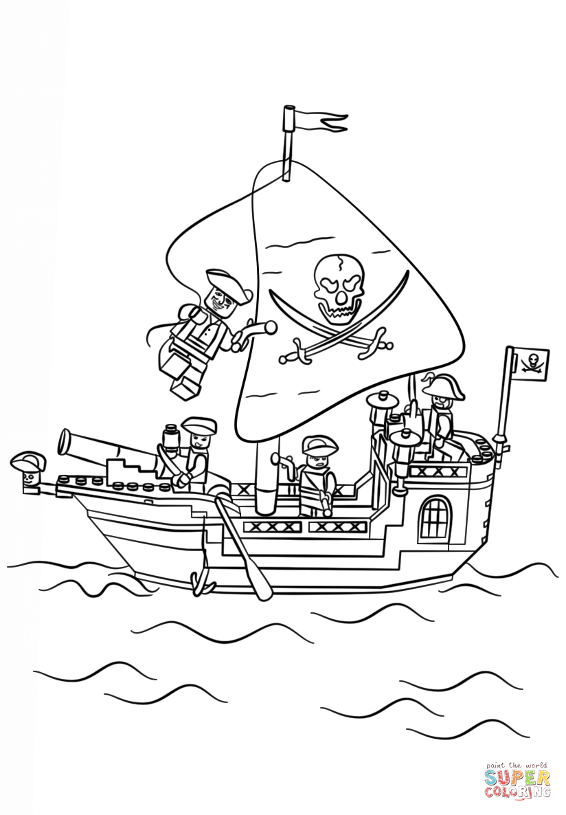 Lego pirate ship coloring page free printable coloring pages