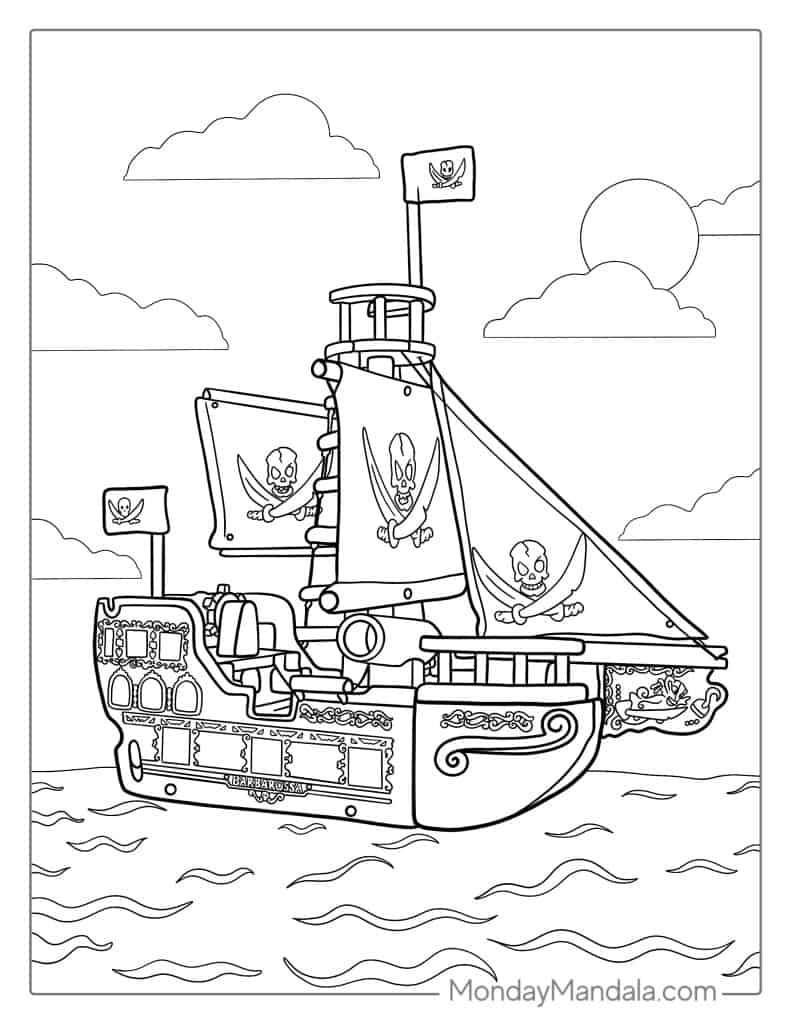 Boat ship coloring pages free pdf printables