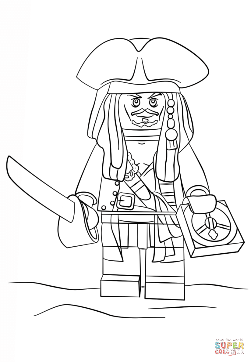 Lego jack sparrow coloring page free printable coloring pages