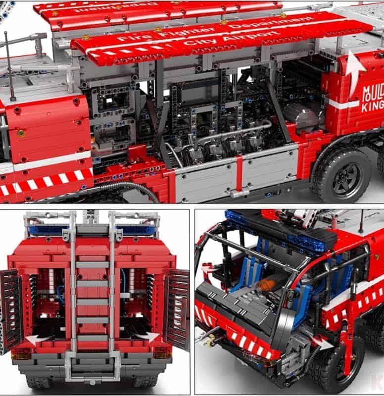 Mould king airport crash tender pneumatic rescue vehicle technic moc