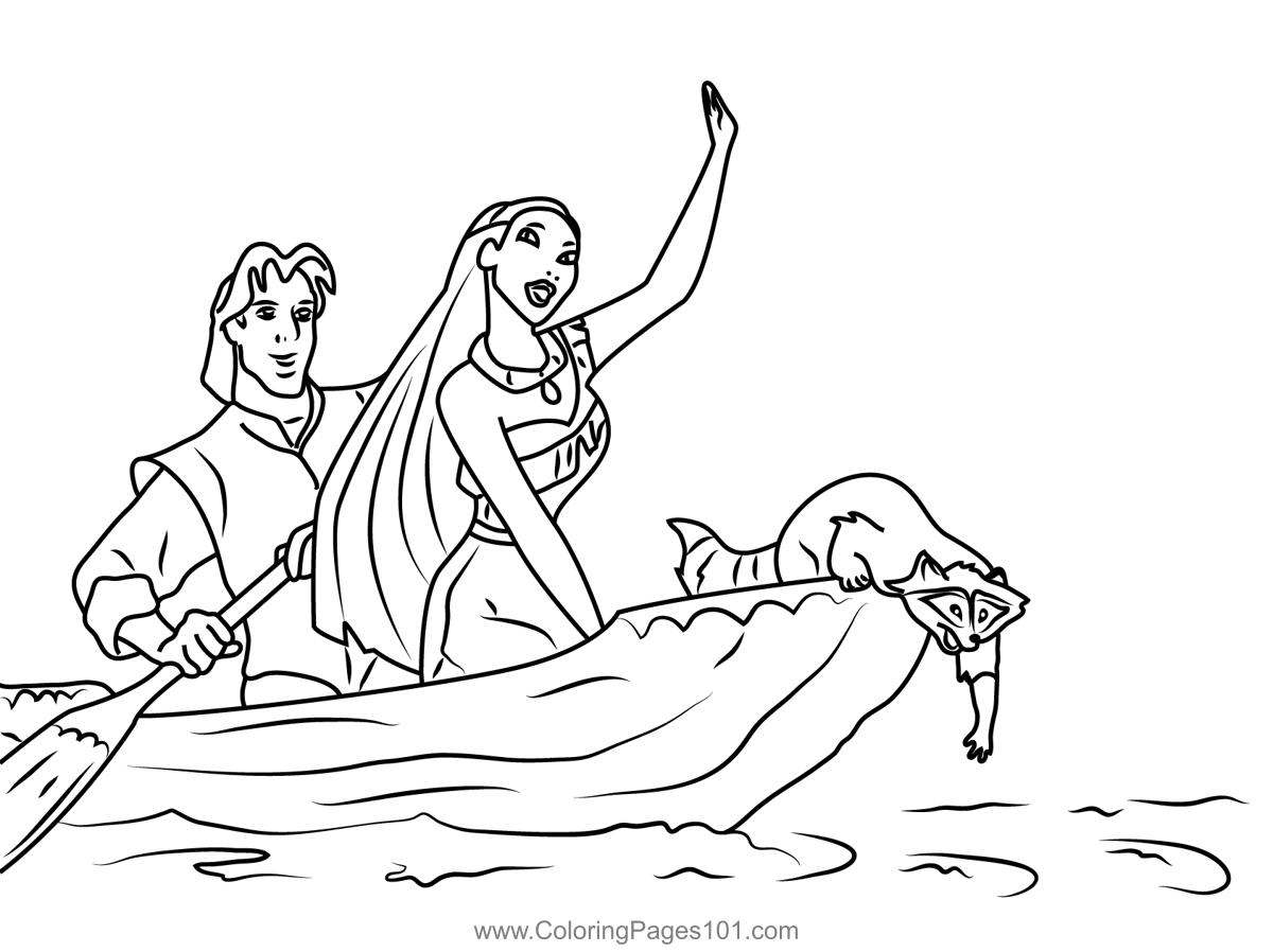 Pocahontas and john smith coloring page for kids