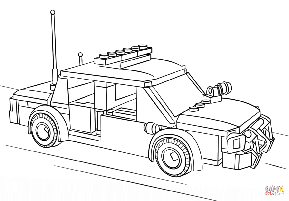 Lego police car coloring page free printable coloring pages