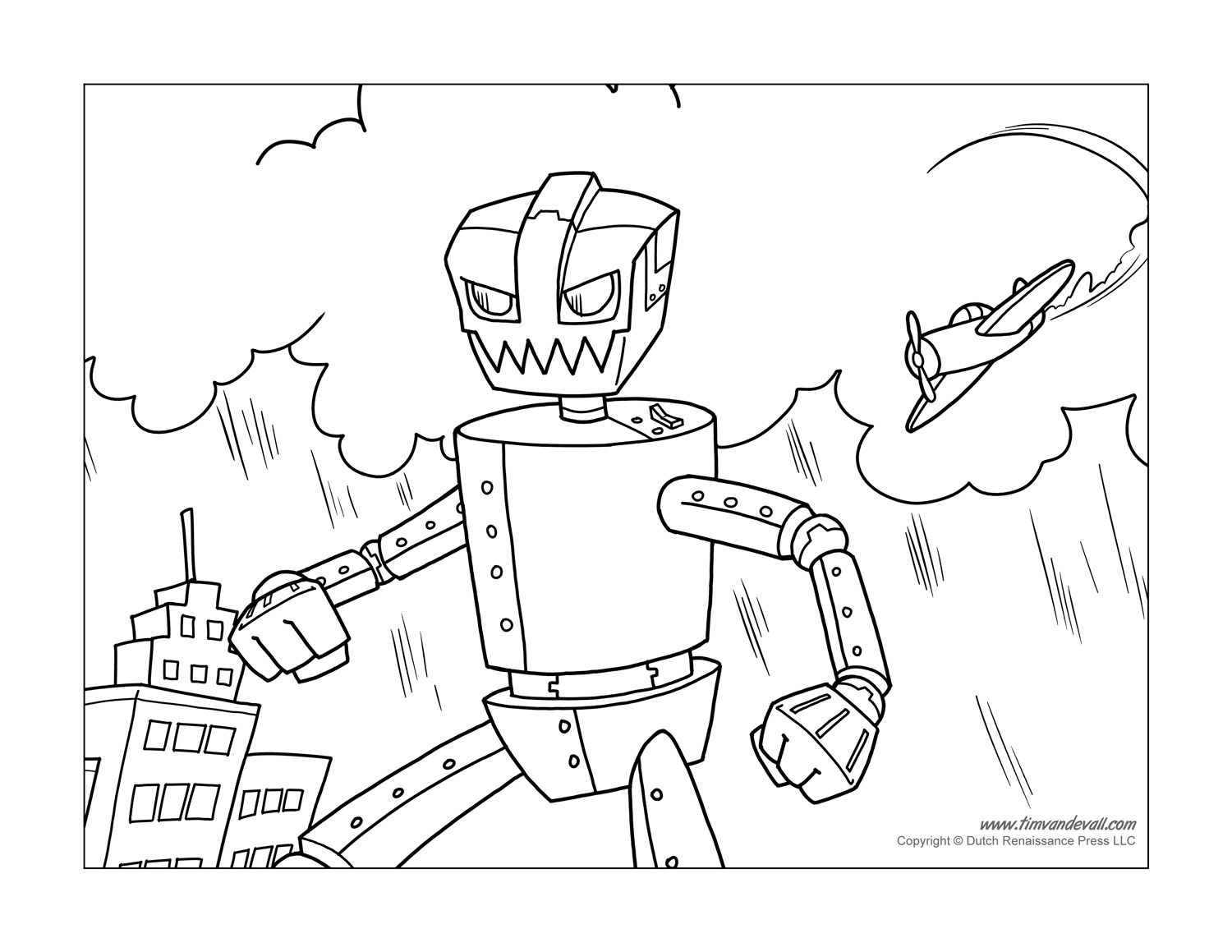 Printable robot coloring pages coloring pages for kids â tims printables