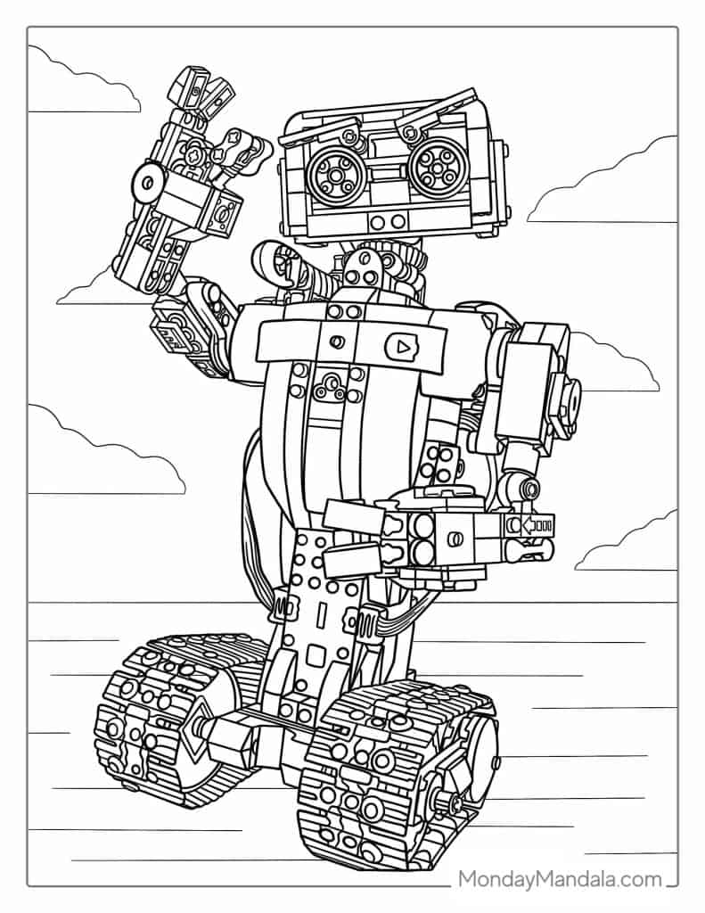 Robot coloring pages free pdf printables