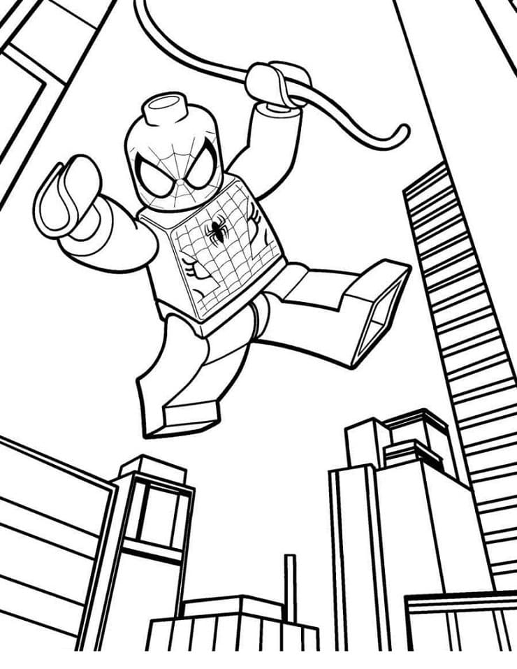 Marvel lego spiderman coloring page