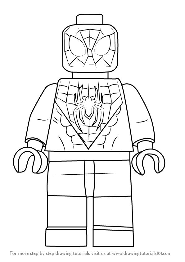 Learn how to draw lego miles morales lego step by step drawing tutorials spiderman coloring lego coloring pages lego spiderman