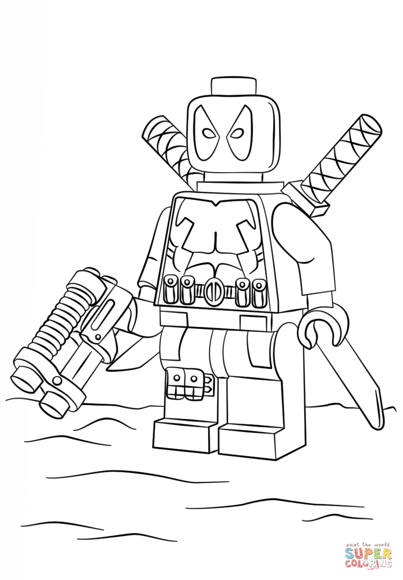 Lego deadpool coloring page free printable coloring pages