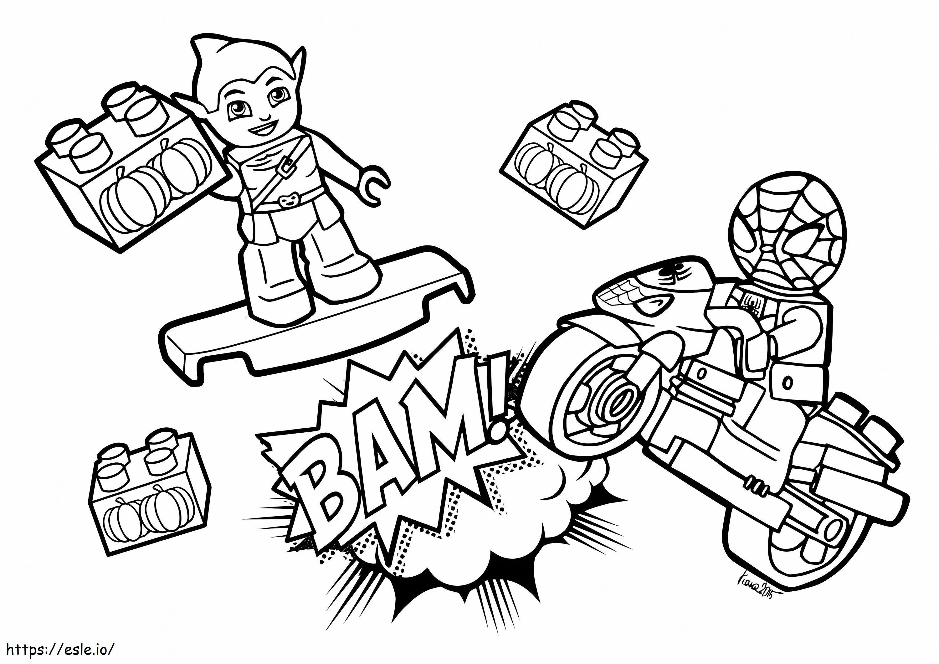 Funny lego spiderman coloring page