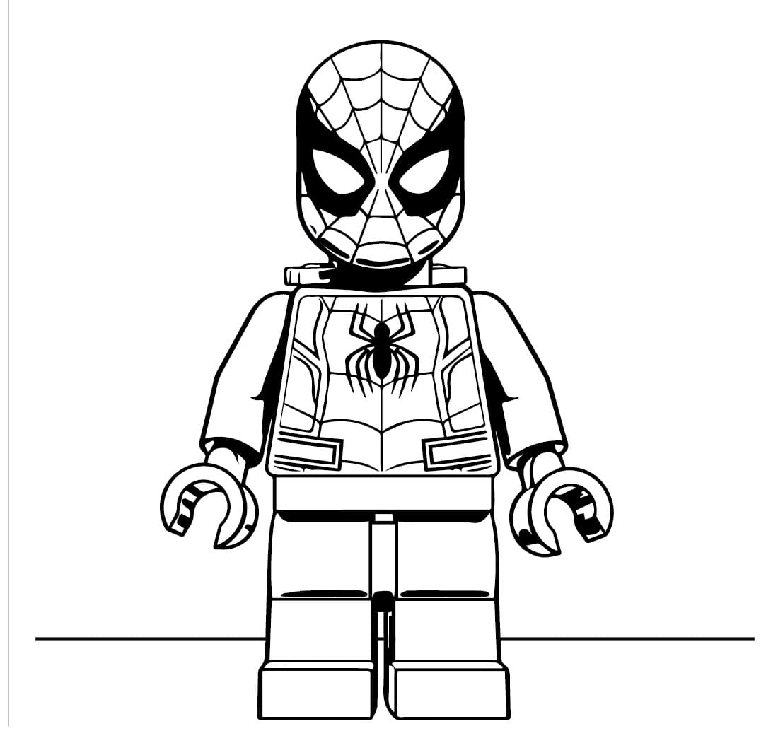 Lego spiderman toy coloring page