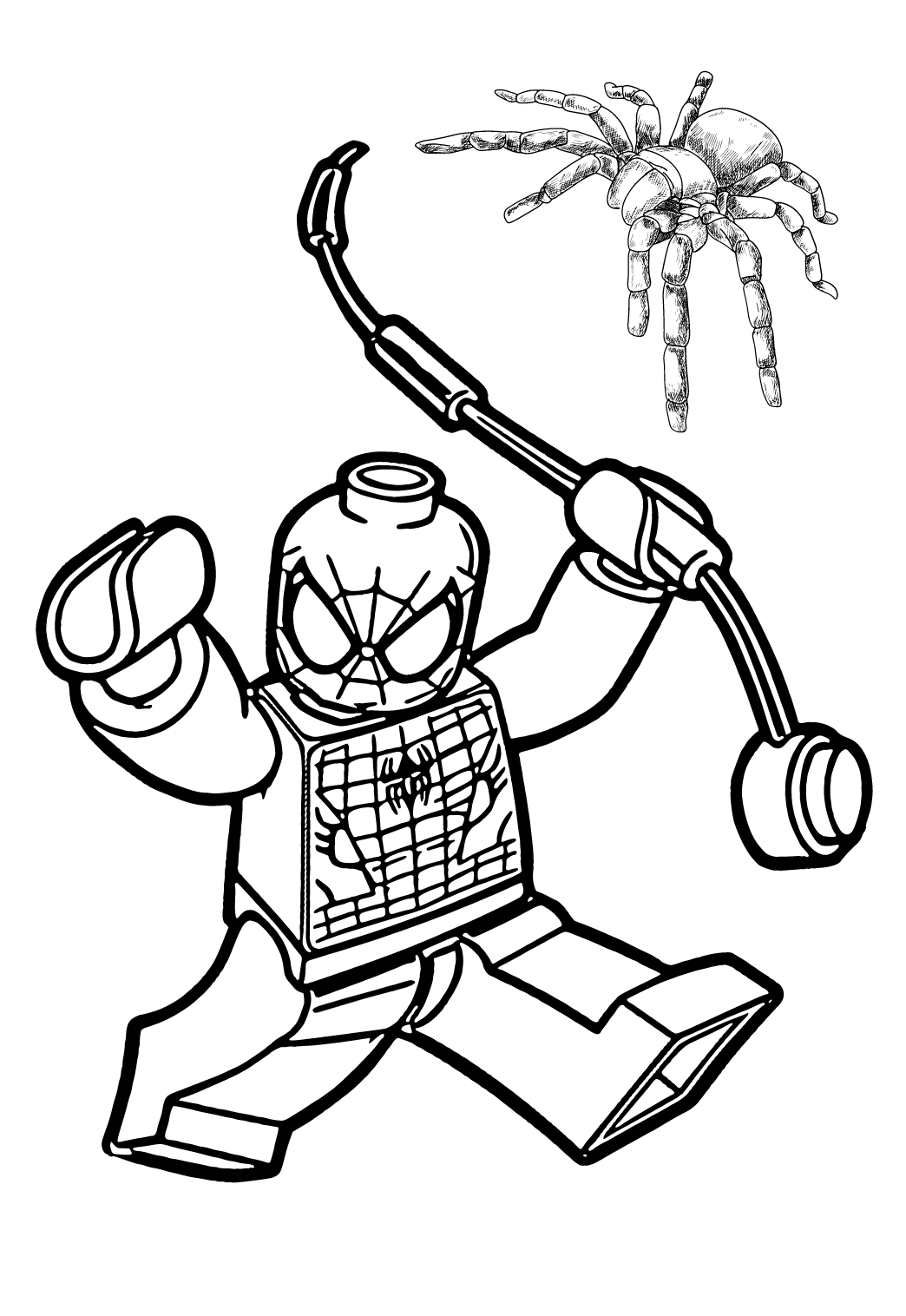 Free printable spiderman lego coloring page for adults and kids