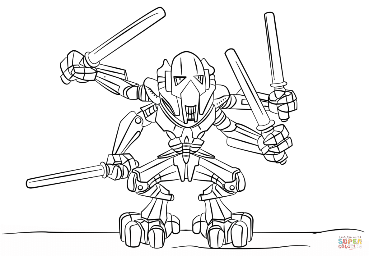 Lego general grievous coloring page free printable coloring pages