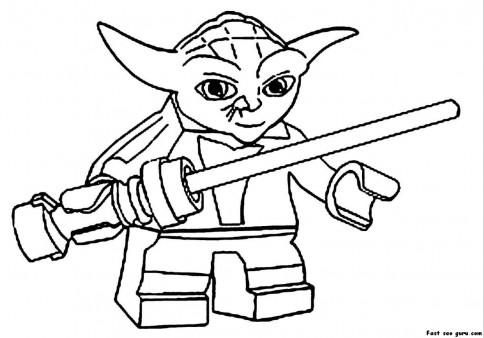 Print out lego star wars yoda coloring pages