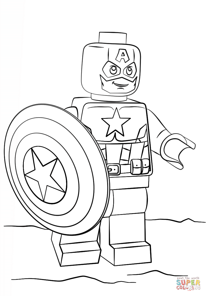 Lego captain america coloring page free printable coloring pages