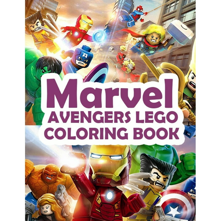 Marvel avengers lego coloring book enjoy best lego characters such as batman spiderman hulk deadpool coloring pages with full scenes and high defination paperback