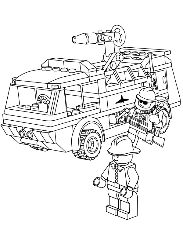 Lego firetruck coloring sheet