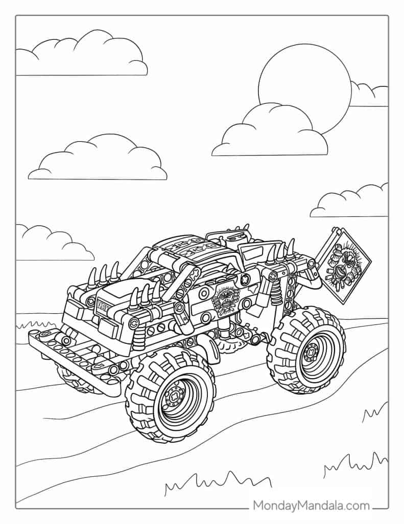 Monster truck coloring pages free pdf printables