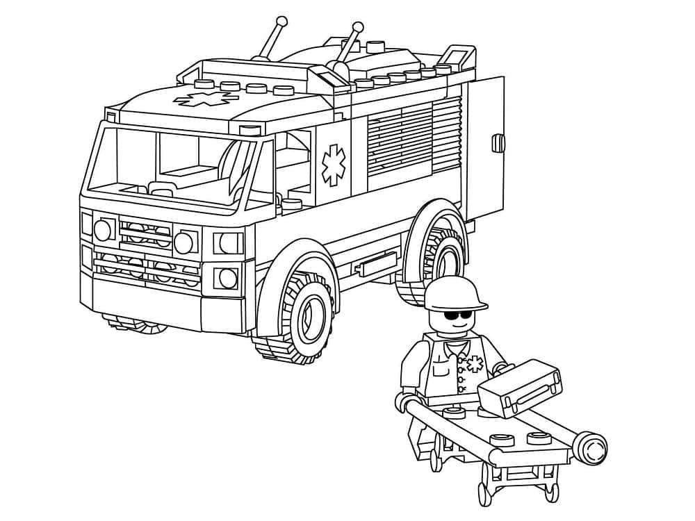 Lego city ambulance coloring page