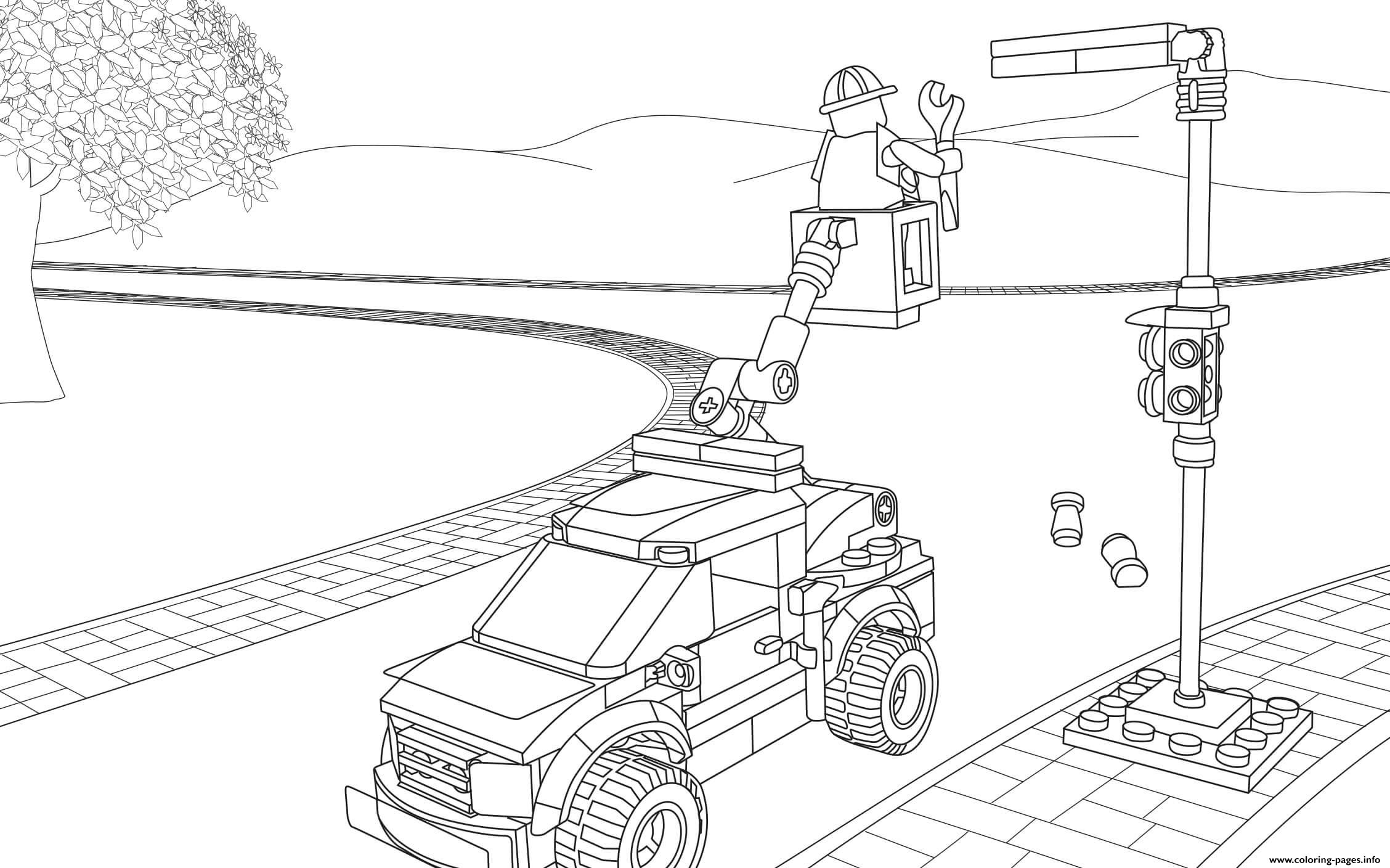 Lego city light repair truck coloring page printable