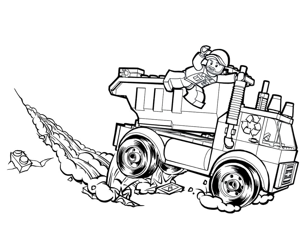 Lego garbage truck coloring page