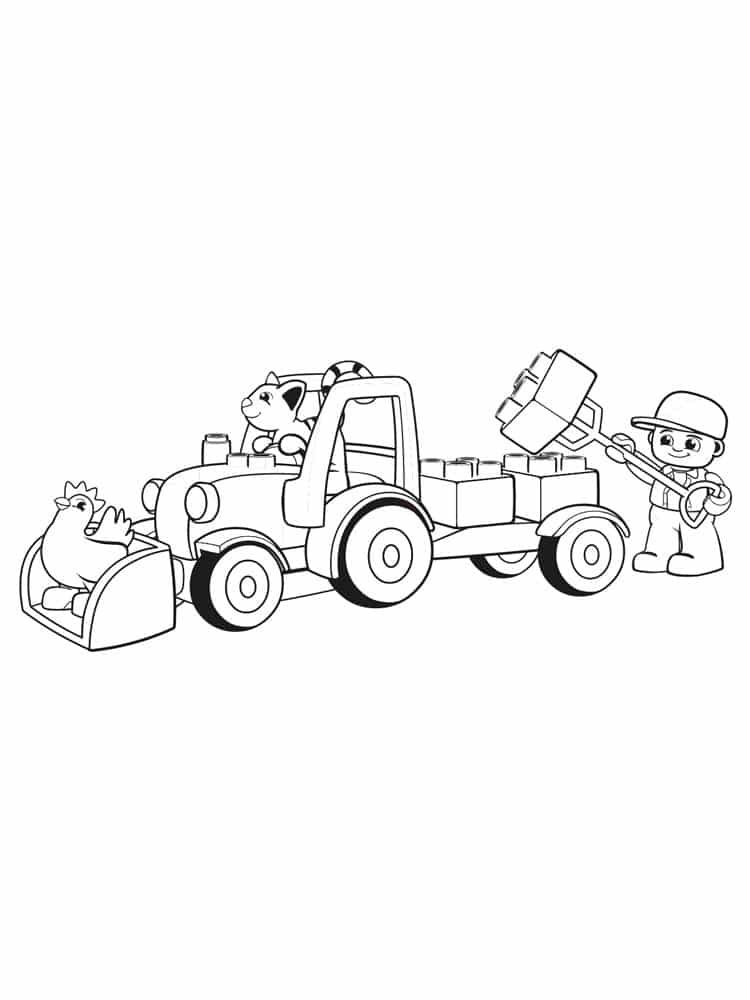 Truck and a lego man coloring page