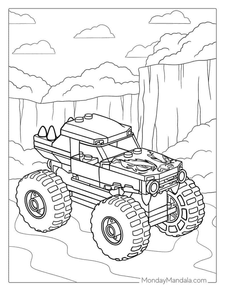 Monster truck coloring pages free pdf printables