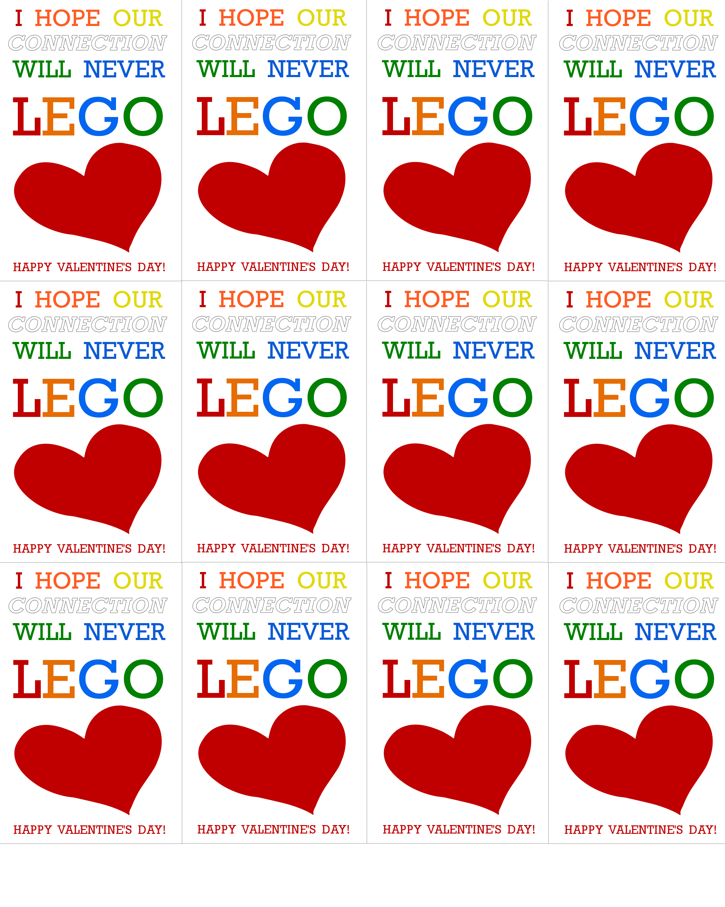 Lego valentines day cards printable