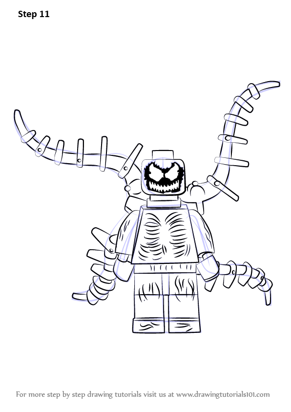 How to draw lego carnage lego step by step