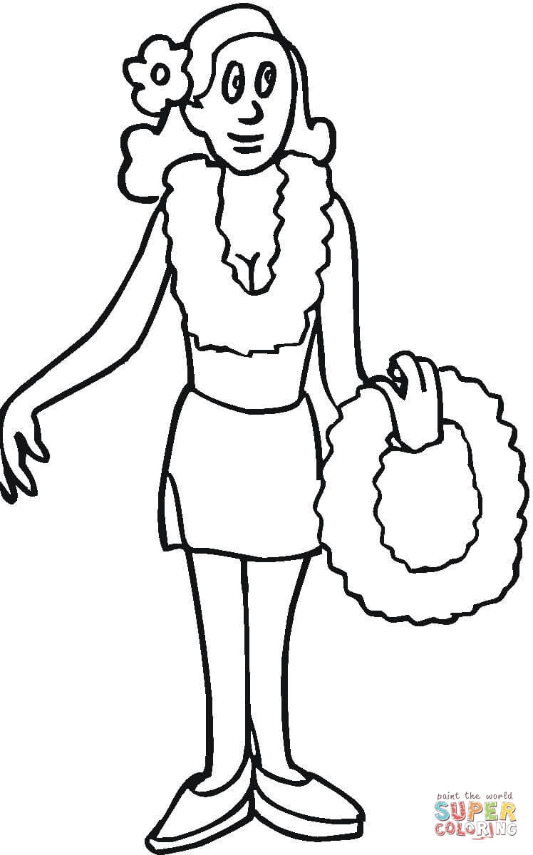 Hawaiian girl with lei coloring page free printable coloring pages