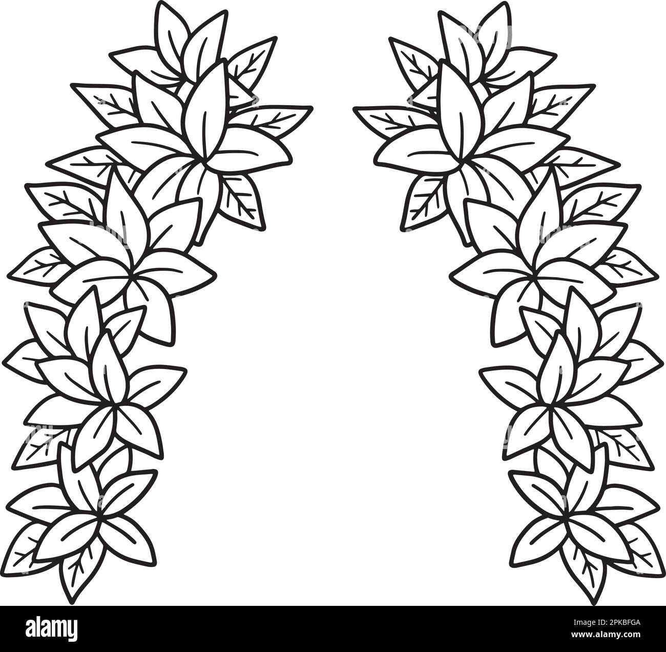 Flower wreath isolated coloring page for kids stock vector image art