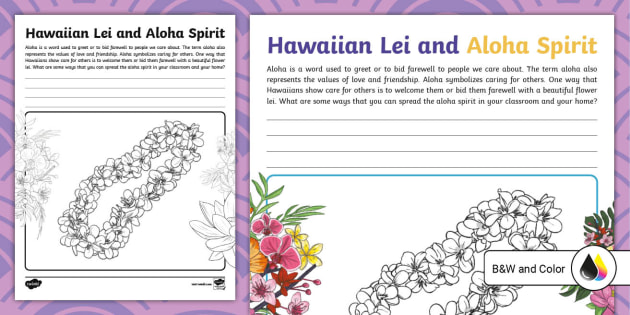 Hawaiian lei flower loring and reflection activity for rd