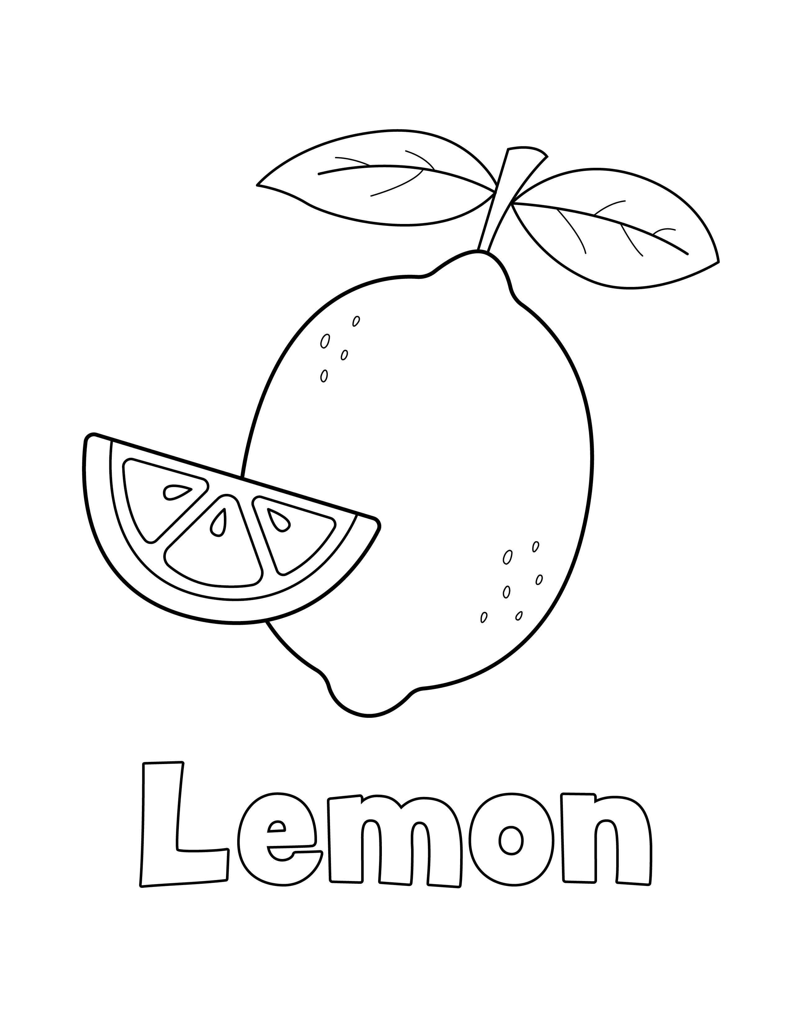 Refreshing lemon coloring page