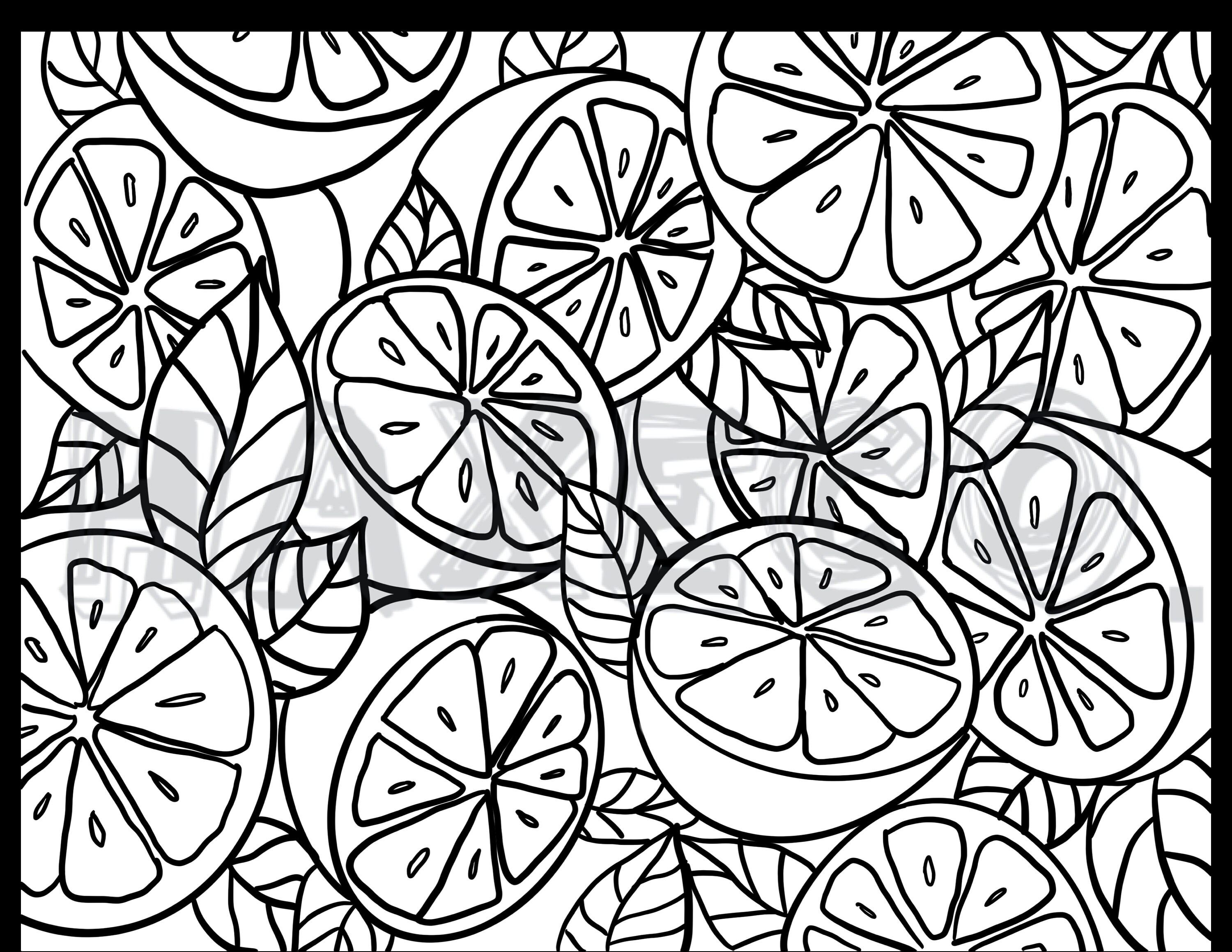 Printable lemon coloring page digital coloring page