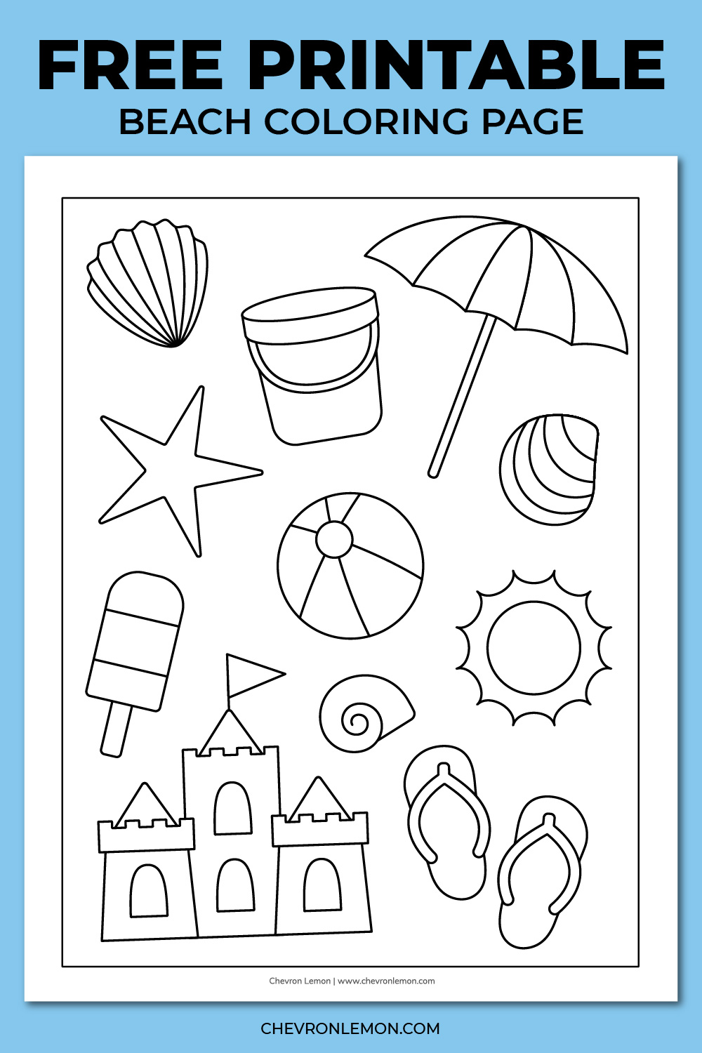 Printable beach coloring page