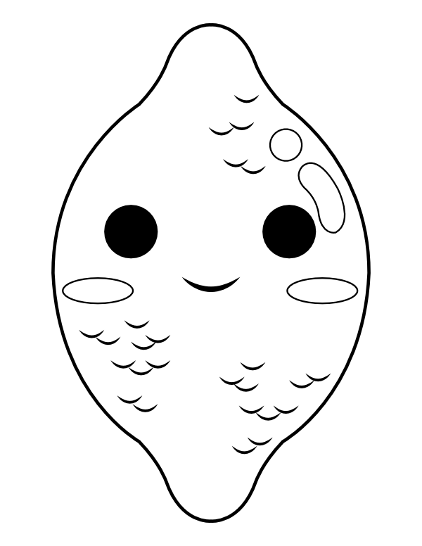 Printable kawaii lemon coloring page