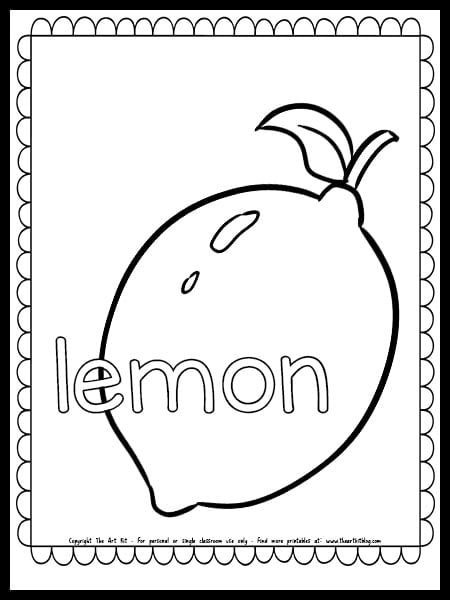 Lemon coloring page free printable â the art kit