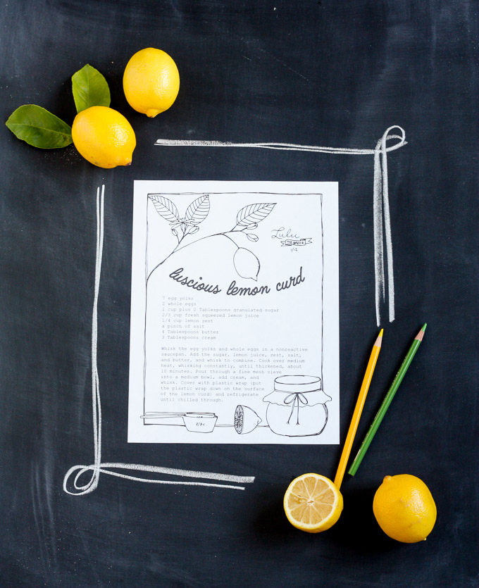 Free printable recipe coloring page luscious lemon curd