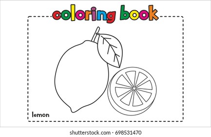 Lemon coloring book coloring page stock vector royalty free