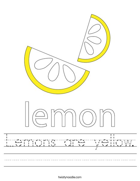 Lemons are yellow worksheet