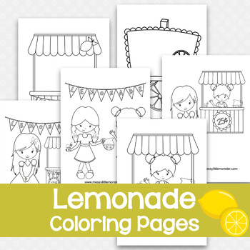 Lemonade stand coloring pages by messy little monster tpt