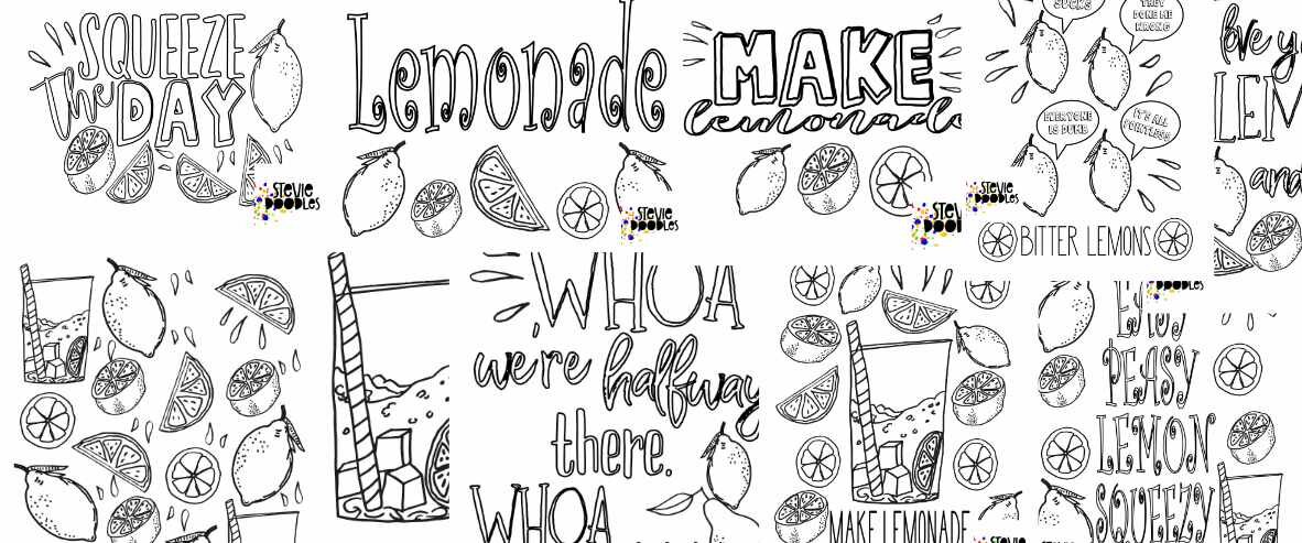 Free lemonade lemons coloring pages â stevie doodles