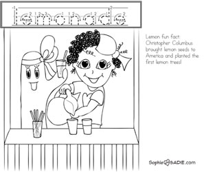 Coloring page lemonade stand sophie and sadie