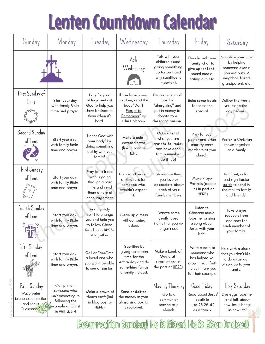 Free printable lent calendar