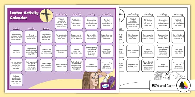 Lenten activity calendar teacher made